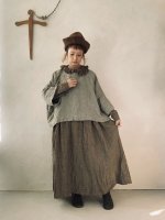 画像10: MARCHE' DE SOEUR／グレンチェックリネンラッフル襟ワンピース・ヴィンテージカーキ (10)