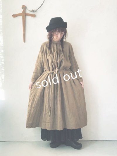 画像15: MARCHE' DE SOEUR／バッククロスギャザーワンピース・ブラウンカーキ