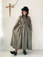 画像15: MARCHE' DE SOEUR／グレンチェックリネン バッククロスギャザーワンピース・ヴィンテージカーキ (15)