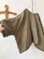 画像4: MARCHE' DE SOEUR／グレンチェックリネンショートジャケット・ヴィンテージカーキ (4)