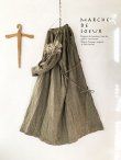 画像1: MARCHE' DE SOEUR／グレンチェックリネン バッククロスギャザーワンピース・ヴィンテージカーキ (1)