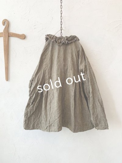 画像9: MARCHE' DE SOEUR／グレンチェックリネンフローフリルブラウス・ヴィンテージカーキ