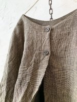 画像8: MARCHE' DE SOEUR／グレンチェックリネンショートジャケット・ヴィンテージカーキ (8)