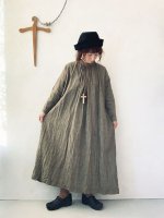 画像12: MARCHE' DE SOEUR／グレンチェックリネン バッククロスギャザーワンピース・ヴィンテージカーキ (12)
