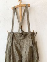画像4: MARCHE' DE SOEUR／グレンチェックリネンサスペンダーパンツ・ヴィンテージカーキ (4)