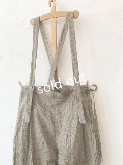 画像4: MARCHE' DE SOEUR／グレンチェックリネンサスペンダーパンツ・ヴィンテージカーキ