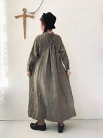 画像16: MARCHE' DE SOEUR／グレンチェックリネン バッククロスギャザーワンピース・ヴィンテージカーキ (16)