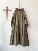 画像9: MARCHE' DE SOEUR／グレンチェックリネンラッフル襟ワンピース・ヴィンテージカーキ (9)