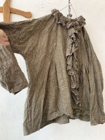 画像7: MARCHE' DE SOEUR／グレンチェックリネンフローフリルブラウス・ヴィンテージカーキ (7)