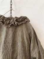 画像10: MARCHE' DE SOEUR／グレンチェックリネンフローフリルブラウス・ヴィンテージカーキ (10)