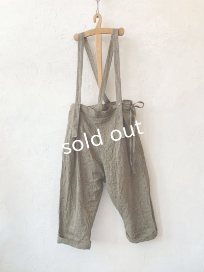 画像3: MARCHE' DE SOEUR／グレンチェックリネンサスペンダーパンツ・ヴィンテージカーキ