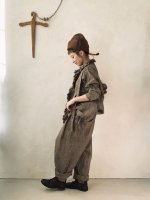 画像12: MARCHE' DE SOEUR／グレンチェックリネンフローフリルブラウス・ヴィンテージカーキ (12)