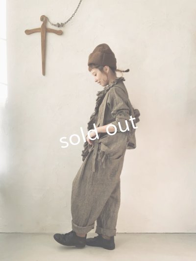 画像12: MARCHE' DE SOEUR／グレンチェックリネンフローフリルブラウス・ヴィンテージカーキ