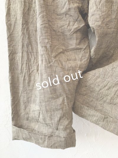 画像7: MARCHE' DE SOEUR／グレンチェックリネンサスペンダーパンツ・ヴィンテージカーキ