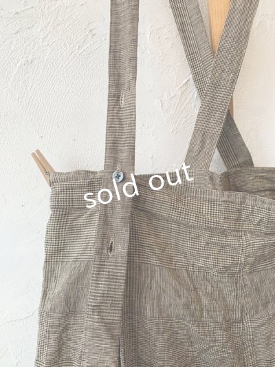 画像5: MARCHE' DE SOEUR／グレンチェックリネンサスペンダーパンツ・ヴィンテージカーキ