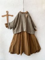 画像2: MARCHE' DE SOEUR／グレンチェックリネンショートジャケット・ヴィンテージカーキ (2)