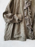 画像4: MARCHE' DE SOEUR／グレンチェックリネンフローフリルブラウス・ヴィンテージカーキ (4)