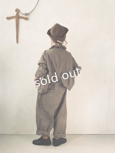 画像14: MARCHE' DE SOEUR／グレンチェックリネンサスペンダーパンツ・ヴィンテージカーキ