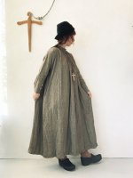 画像14: MARCHE' DE SOEUR／グレンチェックリネン バッククロスギャザーワンピース・ヴィンテージカーキ (14)