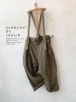 画像2: MARCHE' DE SOEUR／グレンチェックリネンサスペンダーパンツ・ヴィンテージカーキ (2)