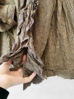 画像5: MARCHE' DE SOEUR／グレンチェックリネンフローフリルブラウス・ヴィンテージカーキ (5)