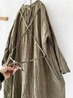画像11: MARCHE' DE SOEUR／グレンチェックリネン バッククロスギャザーワンピース・ヴィンテージカーキ (11)