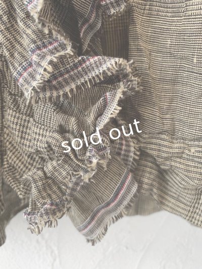 画像3: MARCHE' DE SOEUR／グレンチェックリネンフローフリルブラウス・ヴィンテージカーキ
