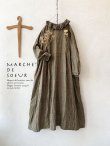 画像1: MARCHE' DE SOEUR／グレンチェックリネンラッフル襟ワンピース・ヴィンテージカーキ (1)