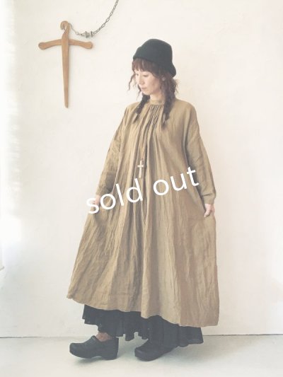 画像12: MARCHE' DE SOEUR／バッククロスギャザーワンピース・ブラウンカーキ