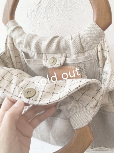 画像9: ecru-ke／木の持ち手バッグ・パッチワーク