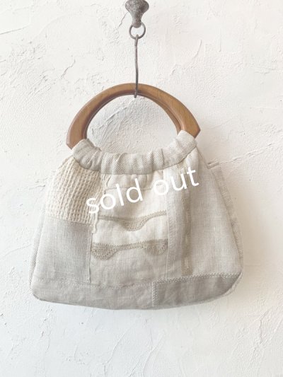 画像6: ecru-ke／木の持ち手バッグ・パッチワーク