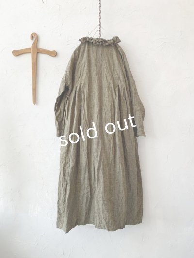 画像7: MARCHE' DE SOEUR/グレンチェックリネンフローフリルワンピース・ヴィンテージカーキ