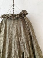 画像8: MARCHE' DE SOEUR／グレンチェックリネンフローフリルワンピース・ヴィンテージカーキ (8)