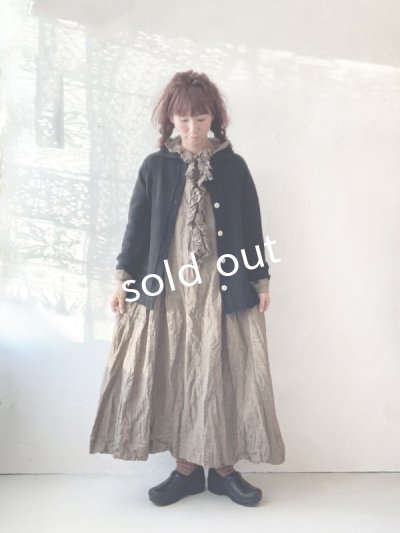 画像12: MARCHE' DE SOEUR/グレンチェックリネンフローフリルワンピース・ヴィンテージカーキ