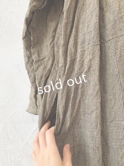 画像5: MARCHE' DE SOEUR/グレンチェックリネンフローフリルワンピース・ヴィンテージカーキ