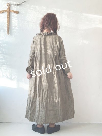 画像11: MARCHE' DE SOEUR/グレンチェックリネンフローフリルワンピース・ヴィンテージカーキ