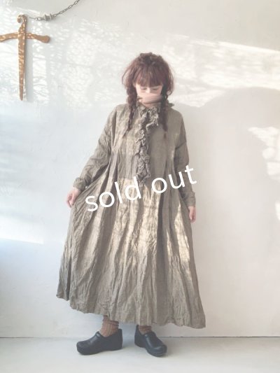 画像9: MARCHE' DE SOEUR/グレンチェックリネンフローフリルワンピース・ヴィンテージカーキ