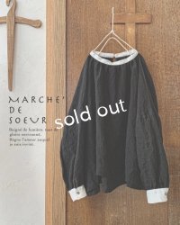 MARCHE' DE SOEUR／チャーチカフスブラウス・黒×エクリュ