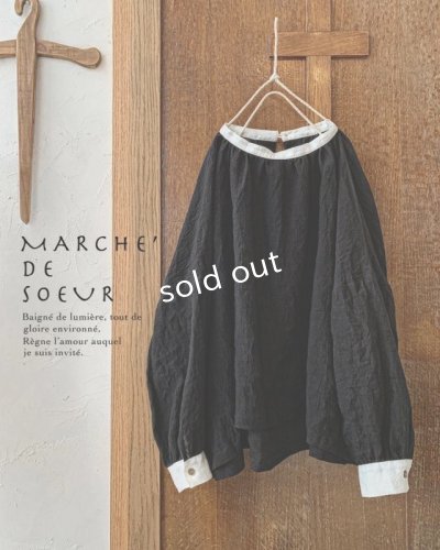 画像1: MARCHE' DE SOEUR／チャーチカフスブラウス・黒×エクリュ