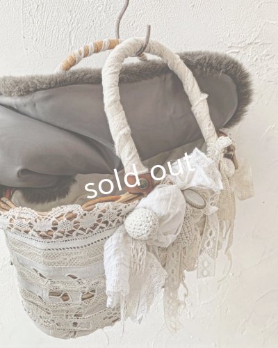 画像8: pollenbienco/アンティークレースとファーのラウンドバッグ