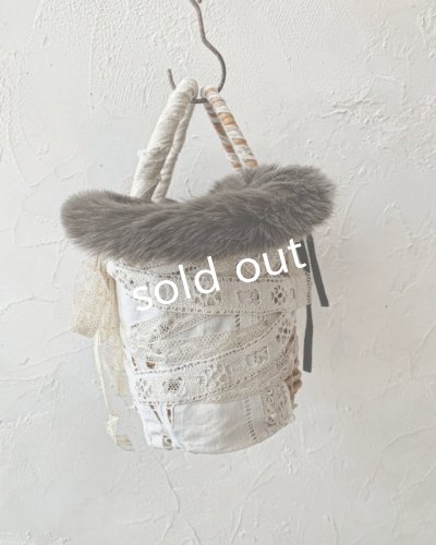 画像5: pollenbienco/アンティークレースとファーのラウンドバッグ