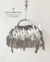 pollenbienco／アンティークレースと黒ファーカバーかごバッグ