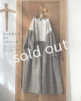 MARCHE' DE SOEUR／ブルターニュのワンピース・ウールリネン アンティークチェック生成り