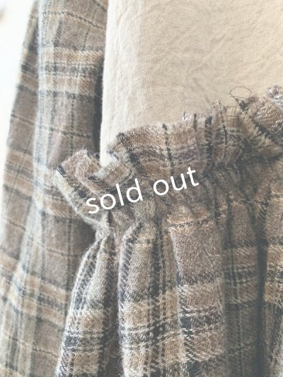 画像6: MARCHE' DE SOEUR／ブルターニュのワンピース・ウールリネン アンティークチェック生成り