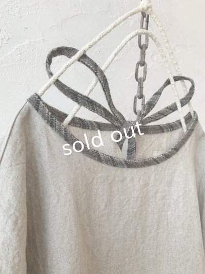 画像5: MARCHE' DE SOEUR／ブルターニュのワンピース・ウールリネン アンティークチェック生成り