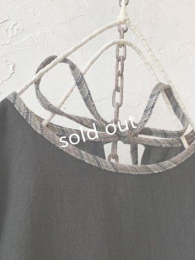 画像5: MARCHE' DE SOEUR／ブルターニュのワンピース・ウールリネン アンティークチェック黒