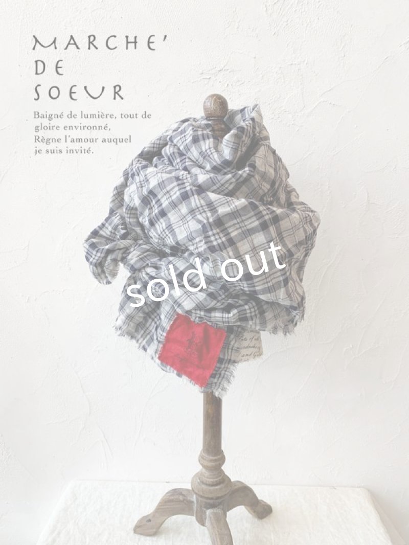 画像1: MARCHE' DE SOEUR／大判チェックストール (1)