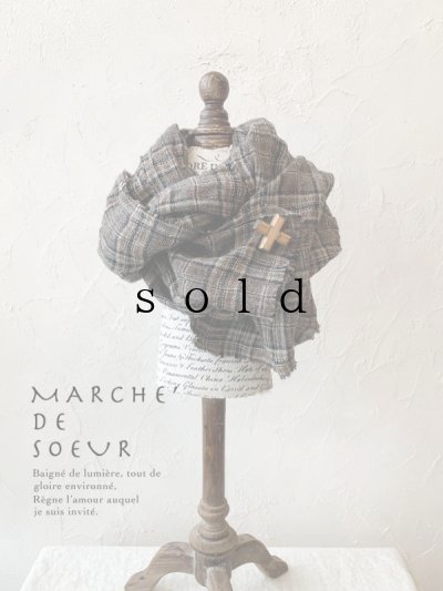 画像1: MARCHE' DE SOEUR／ウールリネンストール・ブローチ付き