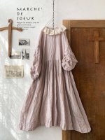 画像1: MARCHE' DE SOEUR／フリル襟パフスリーブワンピース・くすみピンク (1)
