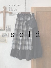 MARCHE' DE SOEUR／種蒔きポケットのスカート・黒チェック